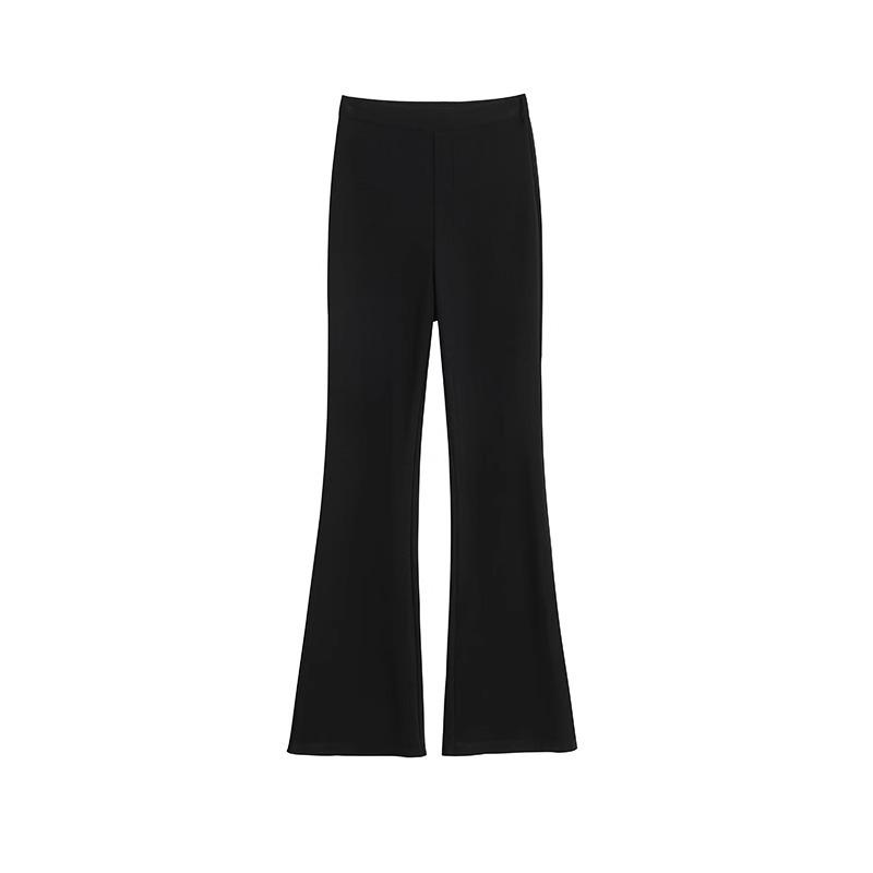 Black High-Waist Flared Pants for Women - Spring/Autumn 2025 Slimming Style