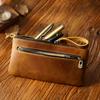 2026 Retro Crazy Horse Leather Zipper Pencil Case Creative Portable Simple Hand Grab Storage Bag Large Capacity Pencil Case New Product