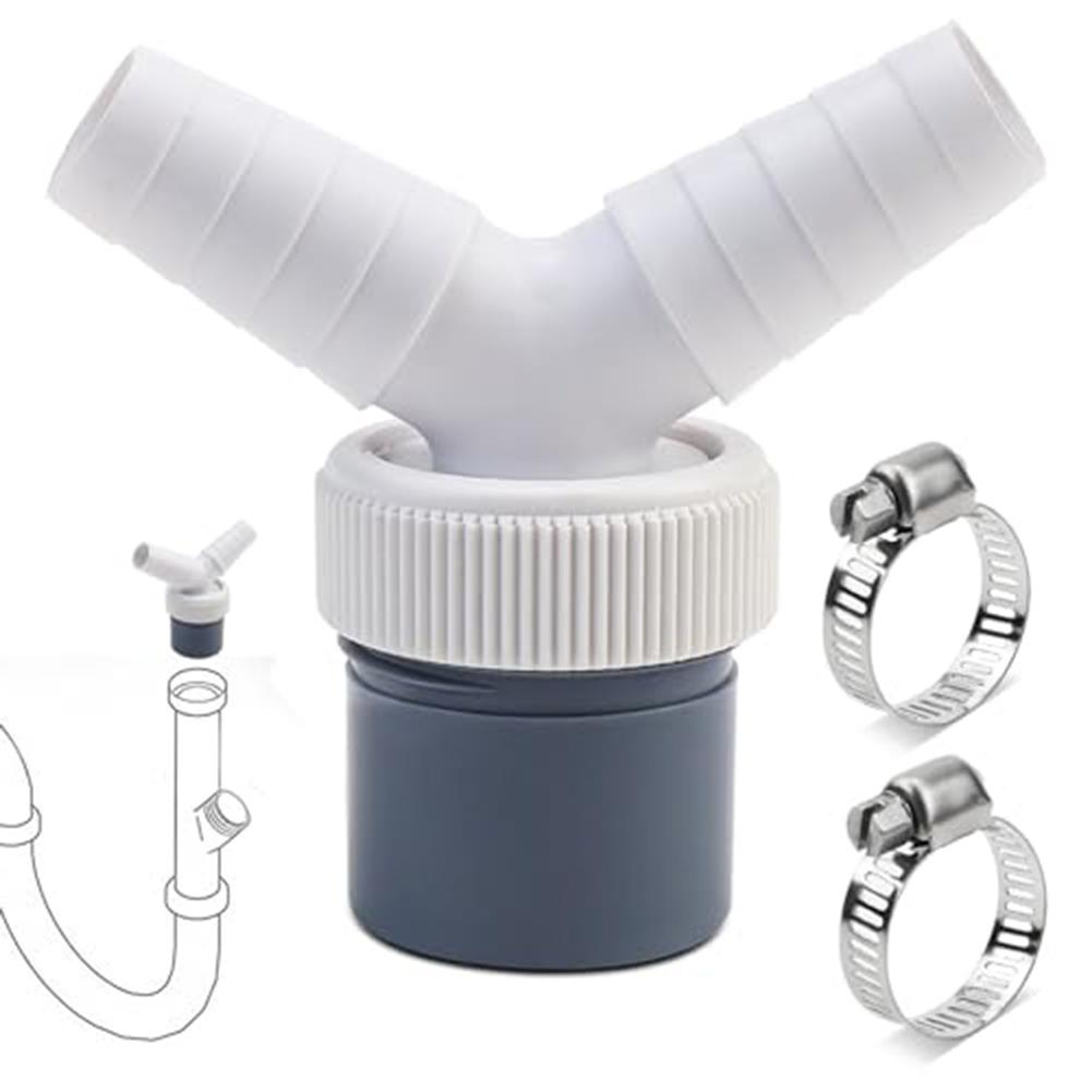 1 Pcs Dishwasher Washing Machine Drain Adapter Double Connection Y 1 1/4 Inch 40 Mm Drainage Tee Adapter Drainage Pipe