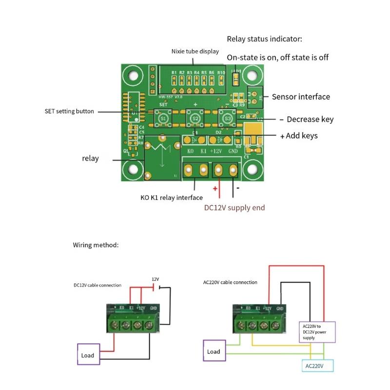 DC12V W1209 Thermostat Module With LED Display For Accurate Temperature Regulation From -55 to 120°C