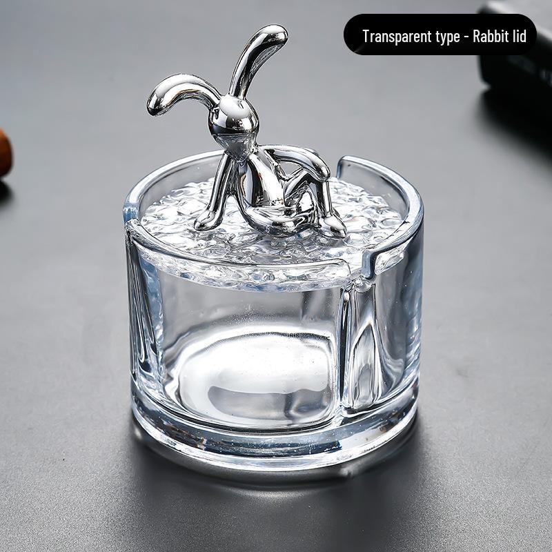 Large Glass Ashtray with Lid for Home, Office, Bar, or Restaurant