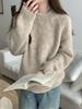 Women's Soft Long Sleeve Knitted Sweater - Loose Fit, Solid Color Pullover for Autumn/Winter