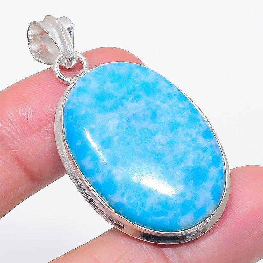 

Натуральный ларимар ручной работы, ювелирная подвеска из серебра 925 пробы, 1,93 S4h19