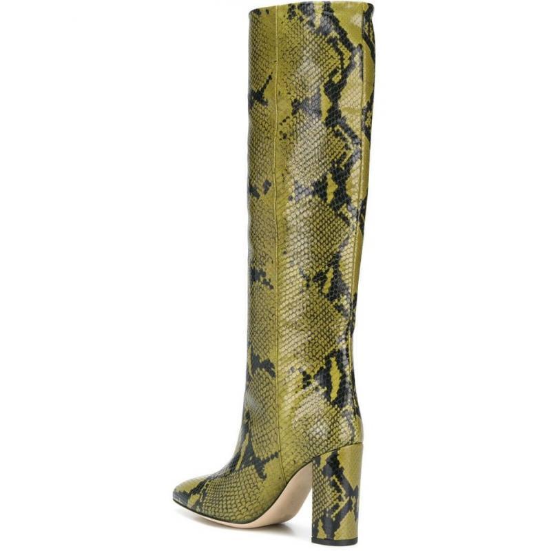 Fashion Brand Design European American Crocodile Sleeve Knee High Women's Boots Large 43 Thick Heel High Boots Show Knight Women's Shoes