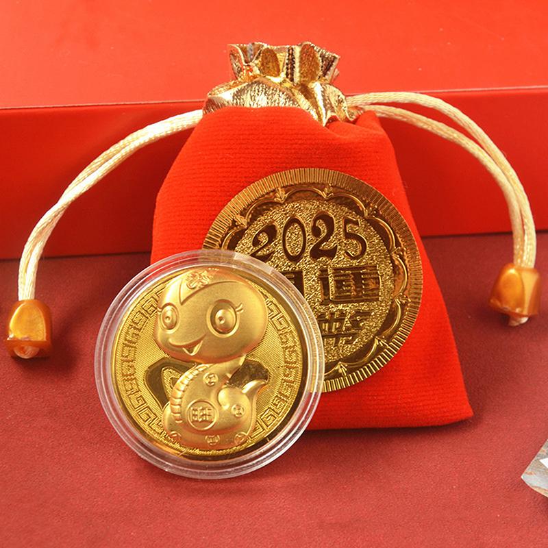 2025 Jahr der Schlange Glücksgoldmünze Gedenkmünzen Chinesisches Sternzeichen Abzeichen Sammlerstücke Gedenkmünzen