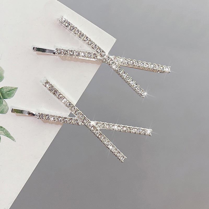 Korean Rhinestone Cross Hairpin: Simple Style Bobby Pin for Women