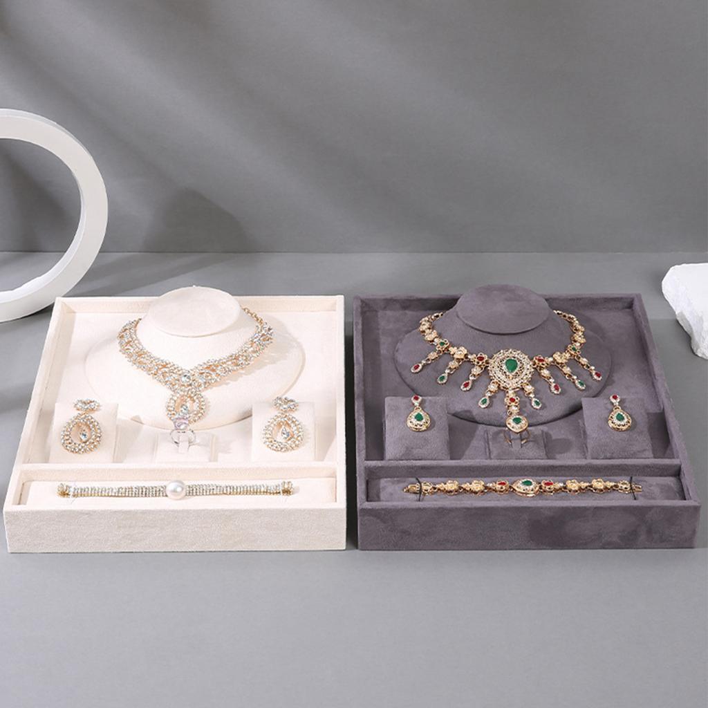 Versatile Jewelry Display Stand Soft Velvets Tray for Protecting and Showcasing Bracelets Necklaces and Earrings Holder