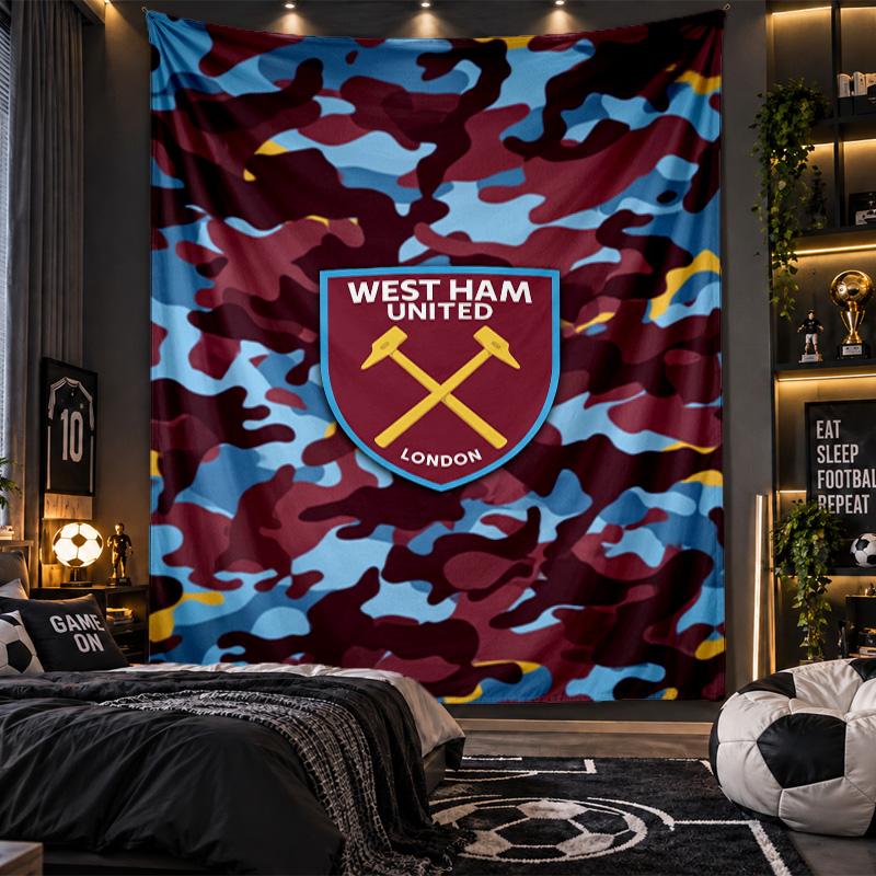 Wall Hanging Tapestry West Ham United Football Print Cloth for Living Room Bedroom Home Decor