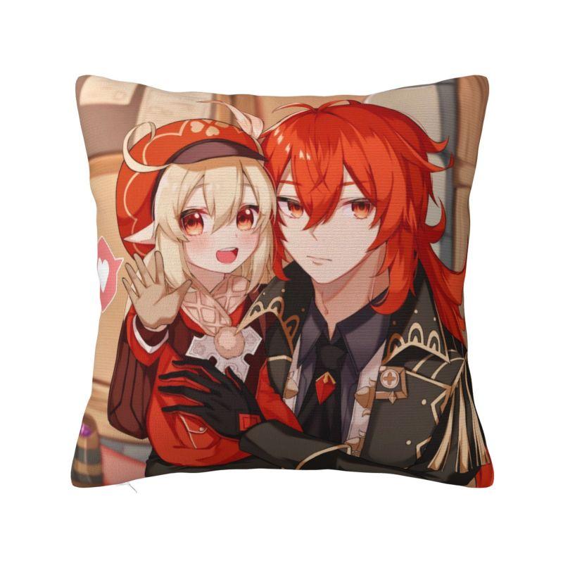 Custom Modern Anime Genshin Impact Cushion Cover Polyester Manga Kawaii Throw Pillow Case Home Decorative
