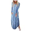 Fashion Womens Loose Long Sleeve Long Dress Round Neck Slit Pocket Ladies Dress