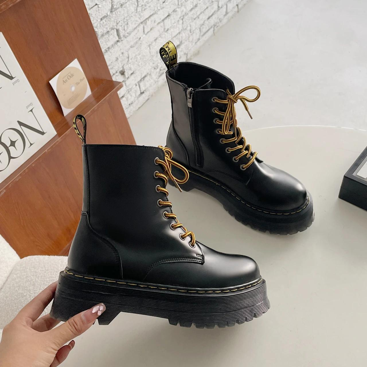 Женские домашние ботинки мотоциклетные повседневные туфли женские кожаные минималистичные — фото 6