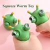 4pcs Funny Grass Worm Squeeze Toys Green Eyes Bounce Worm Squeeze Toys Squeeze Sensory Toys Anxiety Stress Relief Toys