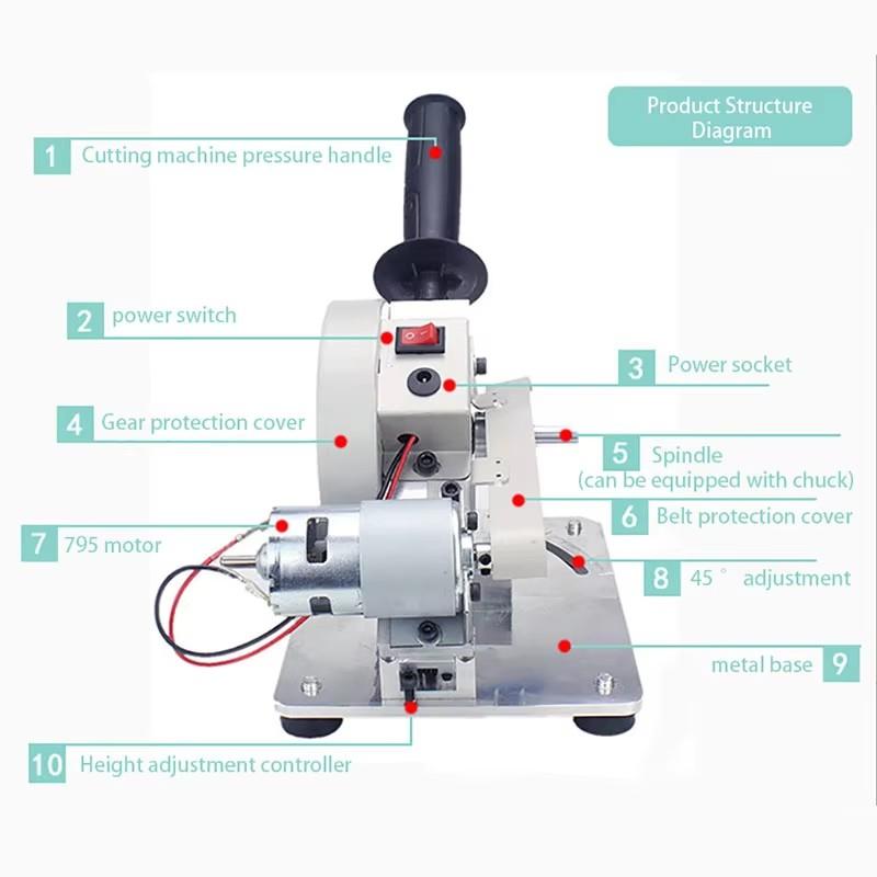 Mini Cutting Machine High Power Mini Desktop 45 Degree Home Woodworking High Precision Acrylic Aluminum Alloy Cutting Machine