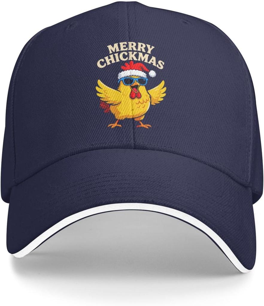 Merry Chickmas Chicken Funny Baseball Cap Cool Holiday Themed Washed Sports Hat Adult Unisex
