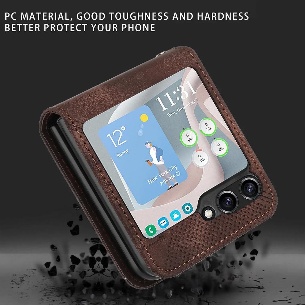 Wrist Strap Leather with Butterfly Phone Case for Samsung Galaxy Z Flip 6 5 4 3 Shockproof Protective Lightweight Cover