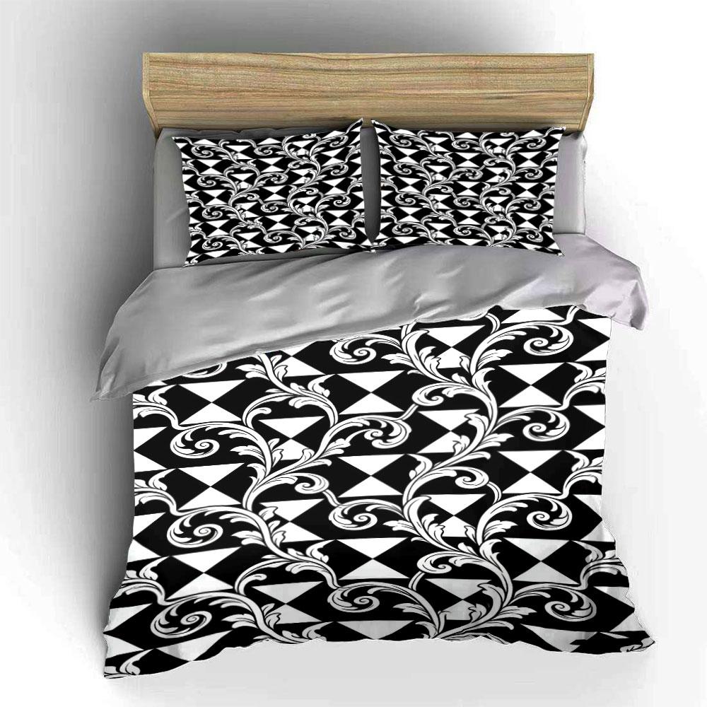 Black Triangles, White Swirls.  Bedding Sets Duvet Cover Sets Duvet Covers Pillowcases(1 * Duvet Cover 2 * Pillowcases Without Duvet Insert)