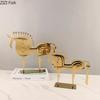 Abstract Golden Horse Metal Animal Sculpture Desk Decoration Ornaments Modern Crafts Creative Animal Statue Room Aesthetic Decor