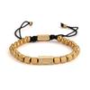 Men's Adjustable Braided Hip Hop Bracelet with Retro Copper Crown, Pineapple Beads, and Vacuum-Plated Titanium Steel.
