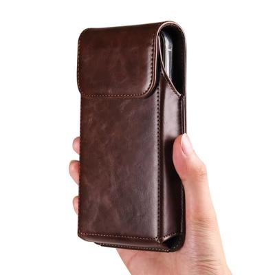 Einfarbige Leder-Gürtelclip-Handyhülle Vertikale Handy-Gürteltasche Outdoor-Sport