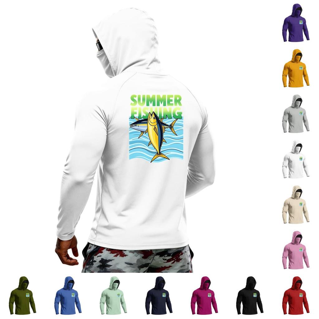 Men's Summer Long Sleeve Quick Dry Hoodie UPF50 Plus Sun Protection Lightweight Fitness Outdoor Sports Hooded Shirt