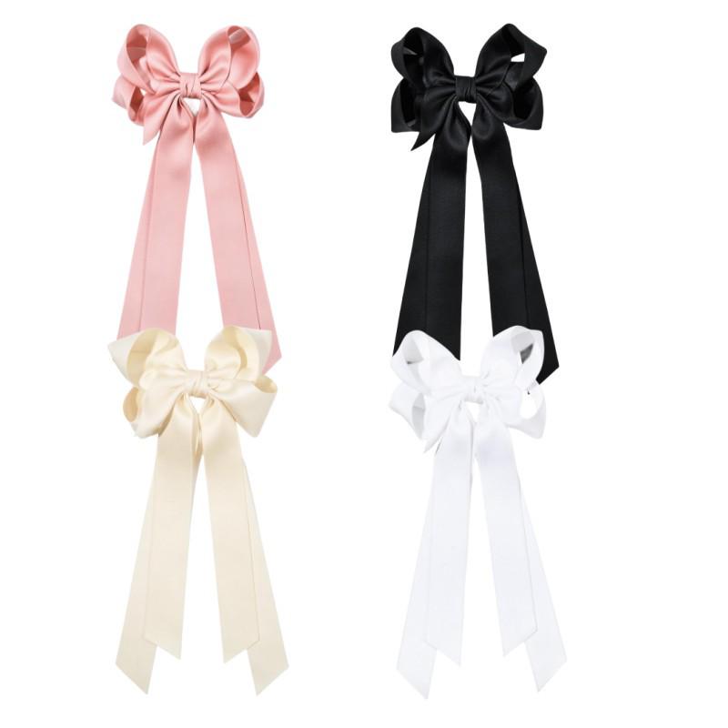 New Matte Bow Hair Clip with Long Ribbon Streamers – Hot-Selling Girls' Hair Accessory