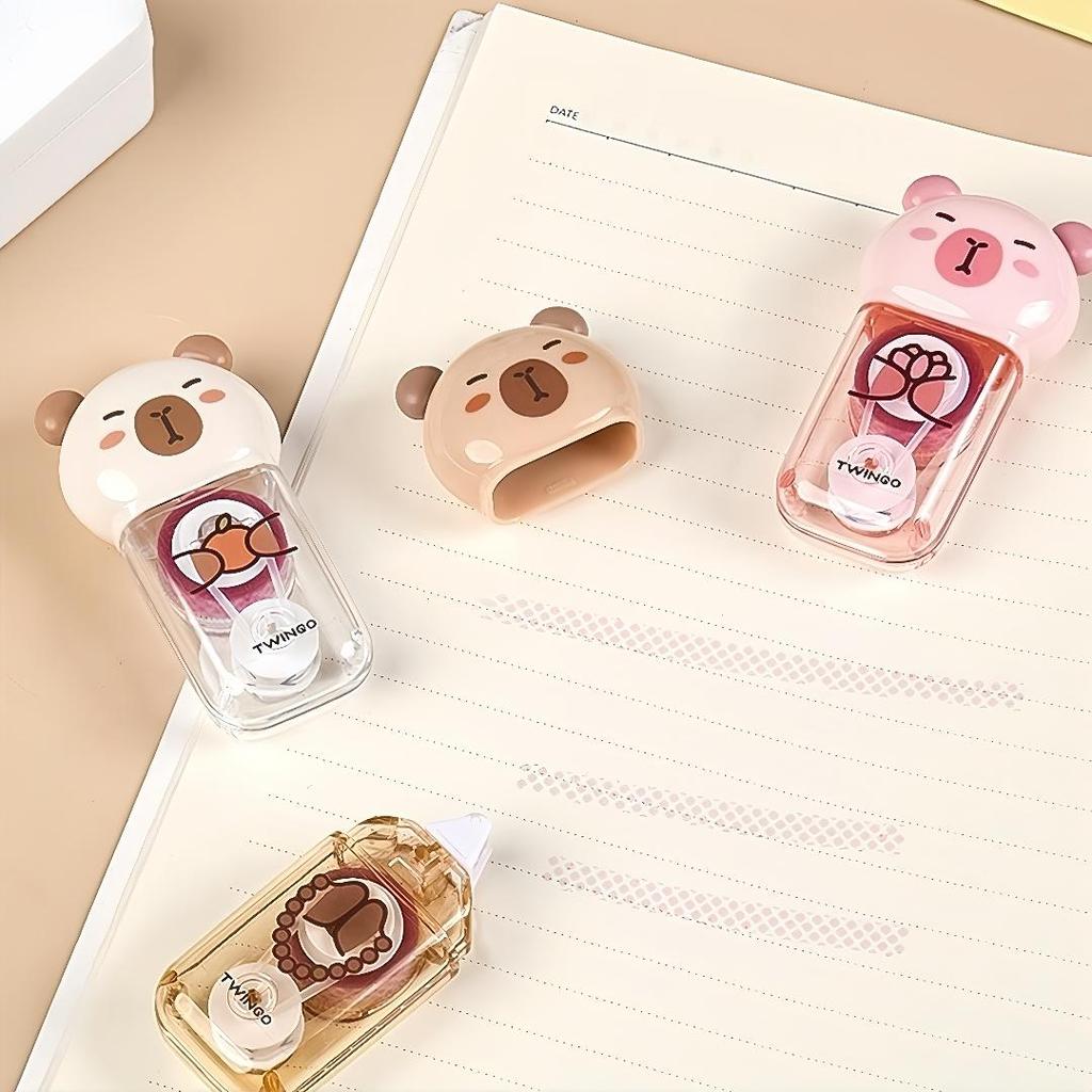 7pcs Capybara Stationery Set, Ruler & Correction Tape & Glue Tape & Eraser & Sticky Notes Value pack, Student Reward Gift