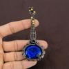 Natural Guitar Lapis Lazuli Stone Handmade Copper Wire Wrap Pendant 4.33" E4w79