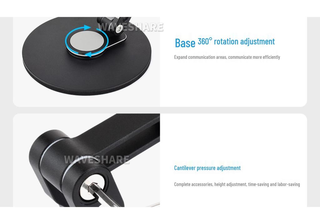 Portable Monitor Stand for 19" Displays, Adjustable with Multi-Axis Rotation and Weighted Base