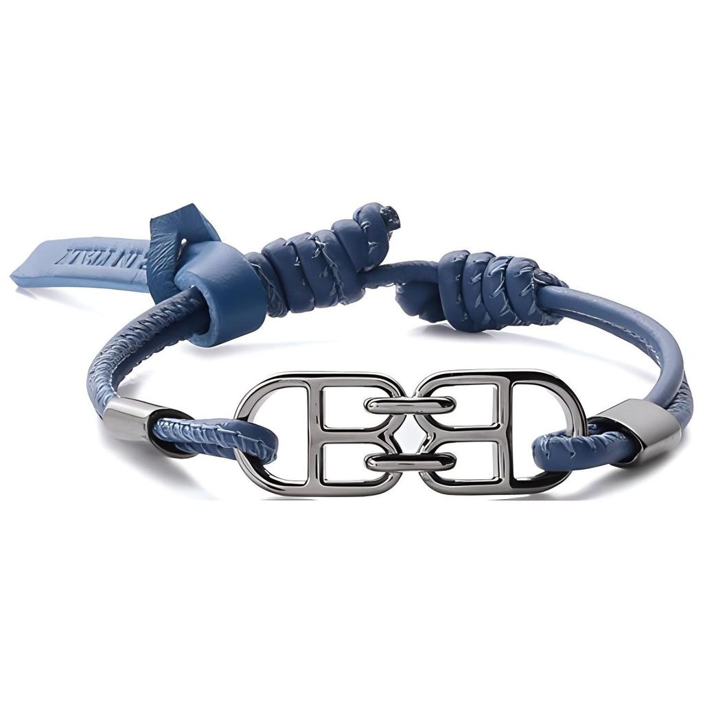 Bally B-Chain Leather Bracelet Men Accessories Blue 6303087