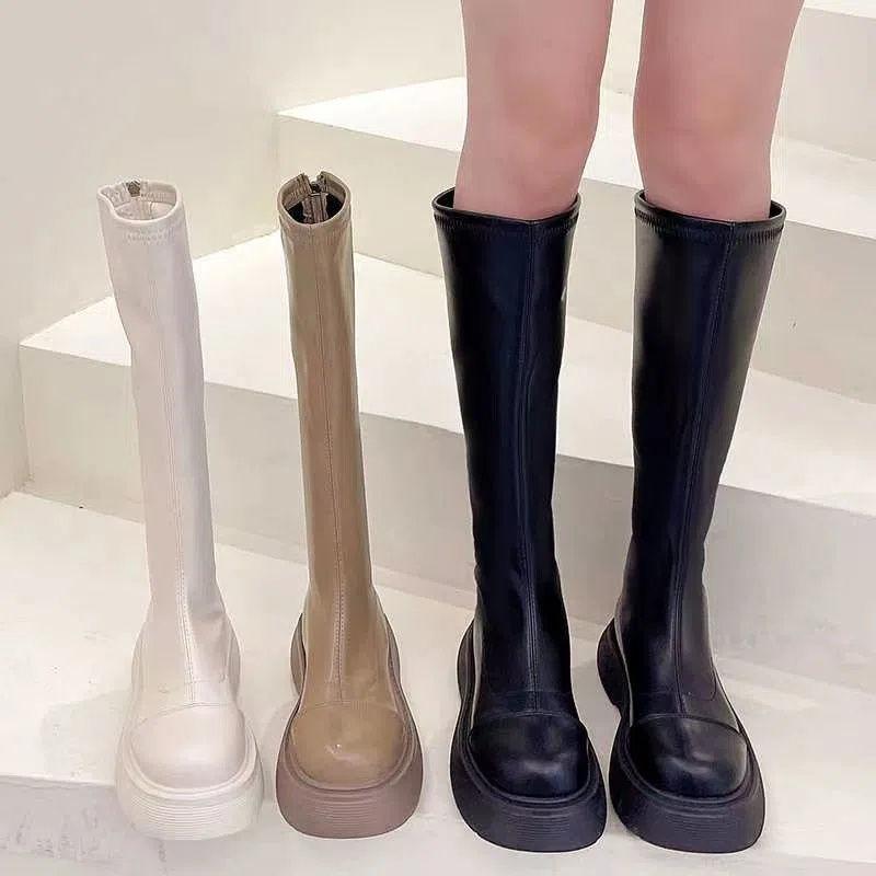 Small long boots women's 2025 new spring and autumn thin thick legs thick soles niche high-heeled knight boots