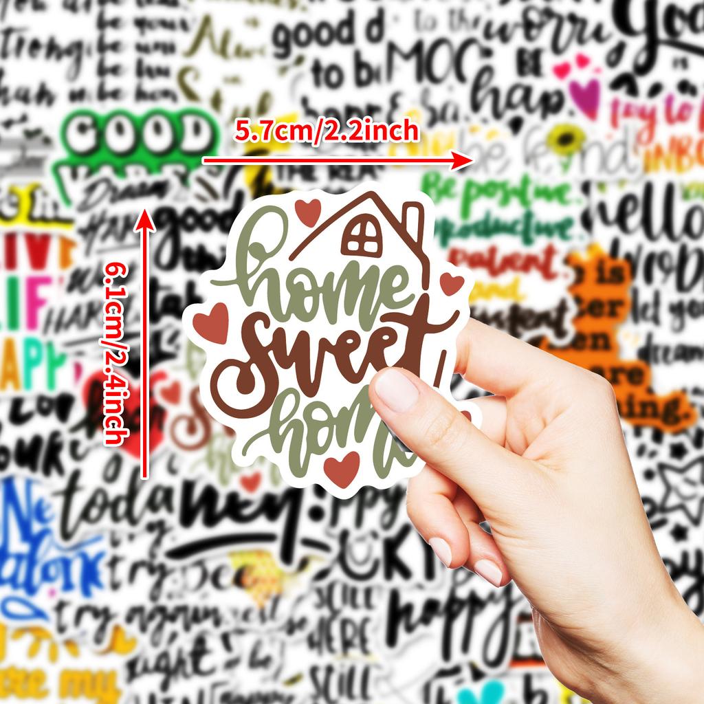 50 Fun English Phrase Stickers Pp Material Waterproof Non-Repeating Decorative Stickers