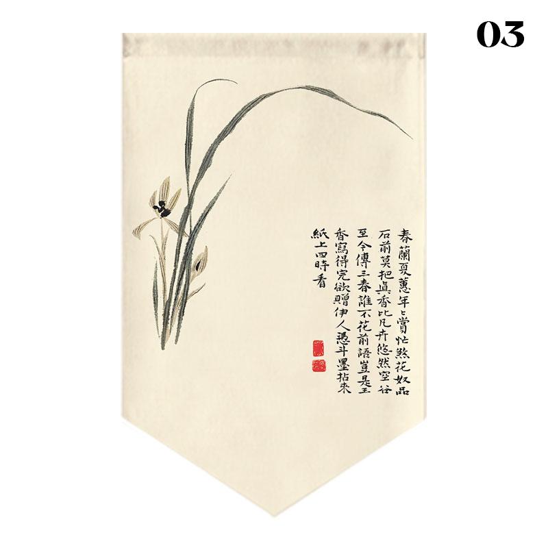 Chinese Landscape Painting Short Curtain Restaurant Cafe Decor Noren Home Window Decor Hanging Half Curtain Kitchen Partition