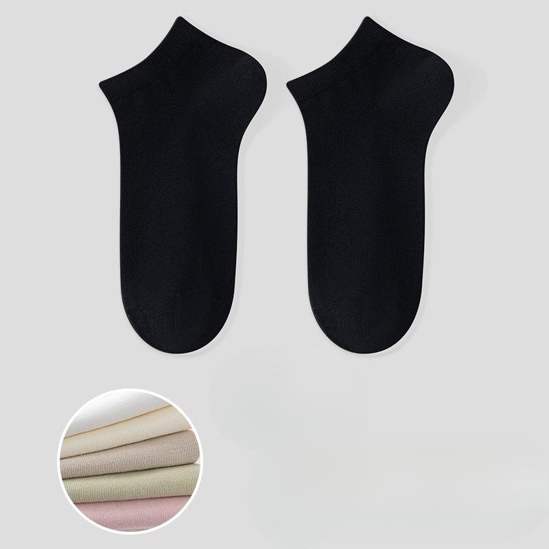 Women's Summer Thin Cotton Pure Color Mesh Breathable Sweat Absorption Deodorant Boneless Socks