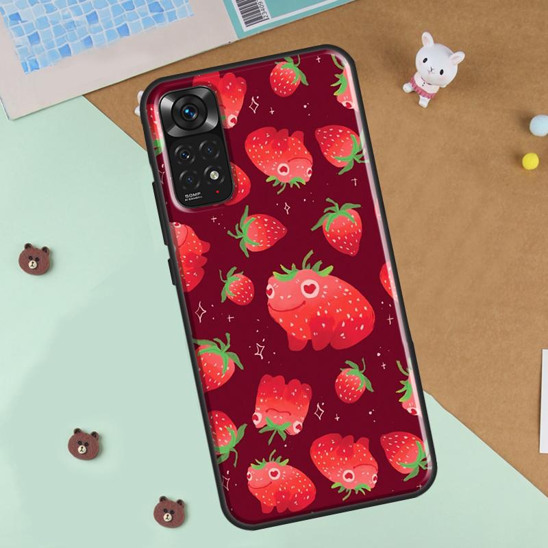 Cute Strawberry Phone Case For Xiaomi Redmi Note 12 8 9 10 11 Pro 8T 9S 10S 11S 12S 10A 9C 10C 12C Cover