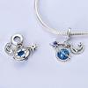 Blue Earth Series Copper Sparkling Star Heart Beads Charms Pendent Fits Original Bracelet Gift For Women