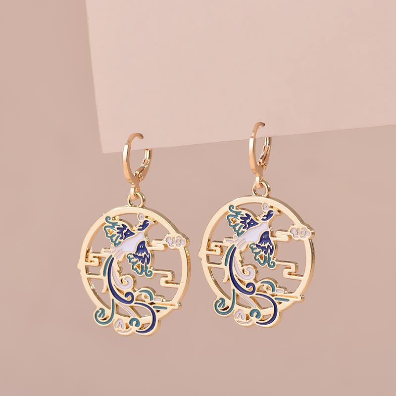 Colorful Aesthetic Animal Cat Rabbit Koi Dragon Earrings For Women Girls Enameled Delicate Gold Color Hoop Earrings Jewelry Gift