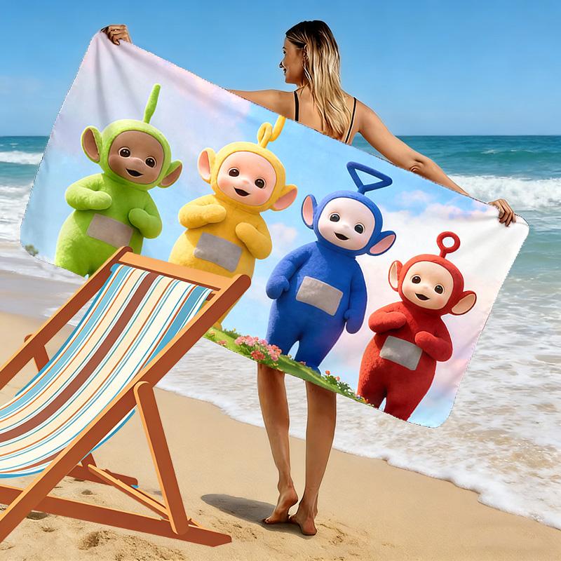 Teletubbies Print Beach Towel, Large Soft Quick Dry Towel for Beach Camping Swimming