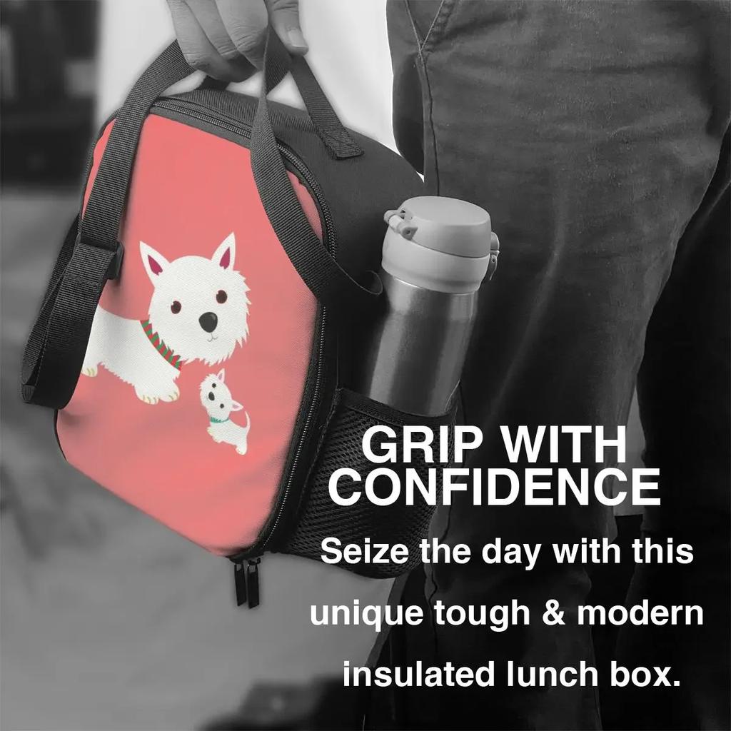 Cute Westie Puppy Dog Resuable Lunch Box for Leakproof West Highland White Terrier Cooler Thermal Food Insulated Lunch Bag