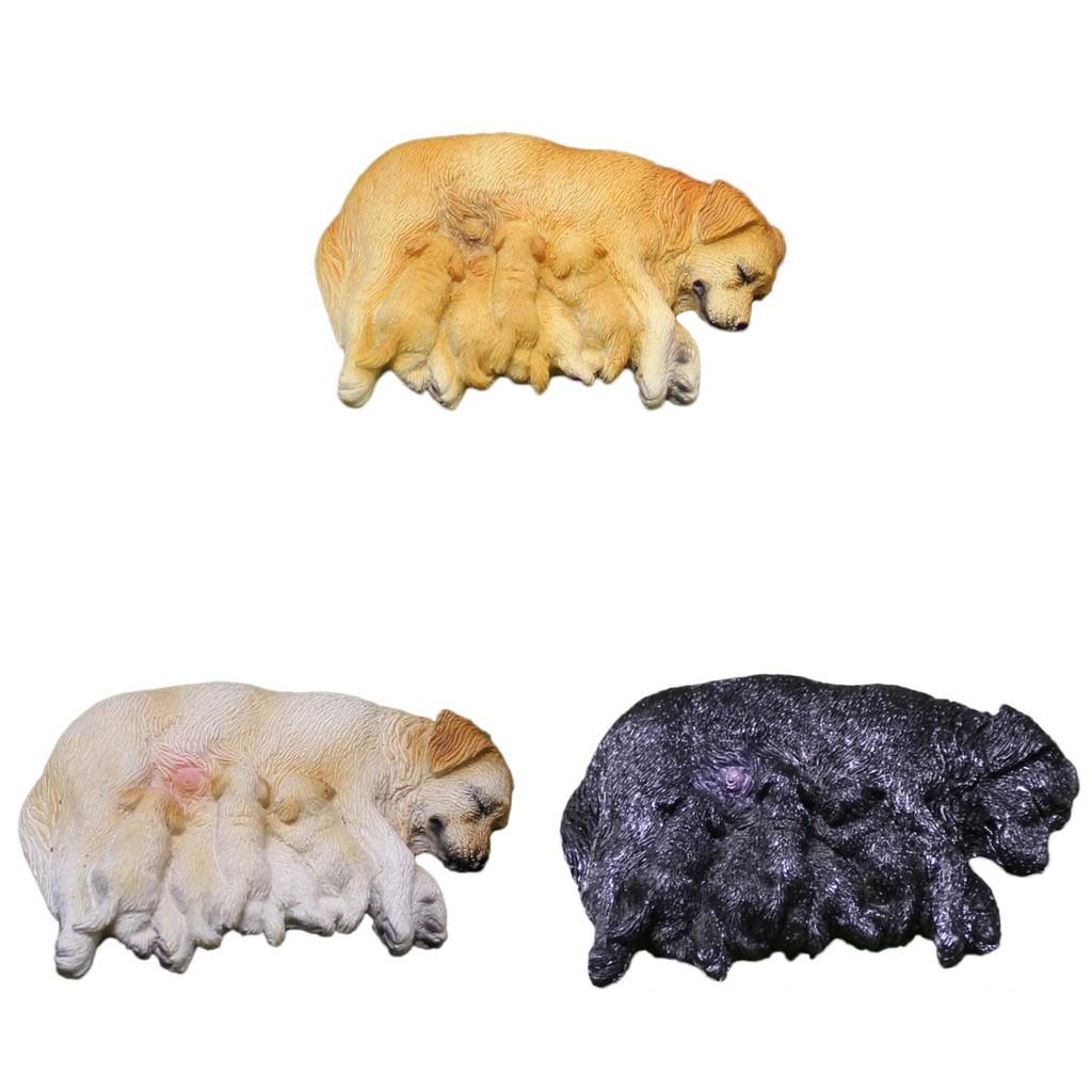 Miniature Animal Resin Set Labrador And Puppy Figurine Garden Decor Ornament