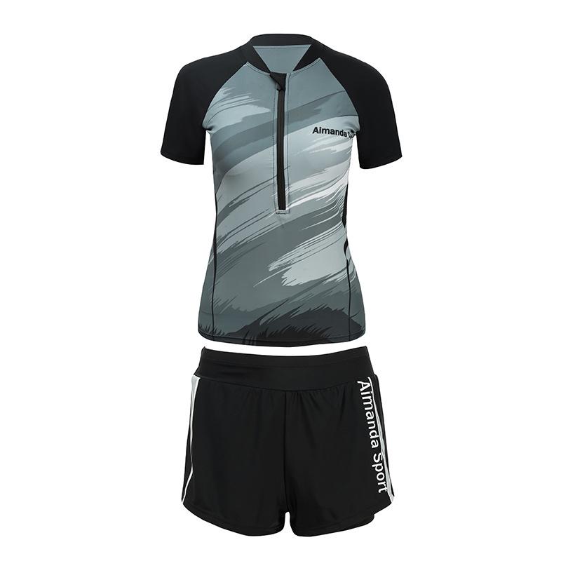 2024 Übergröße Damen Sportlicher Patchwork Zweiteiler Badeanzug