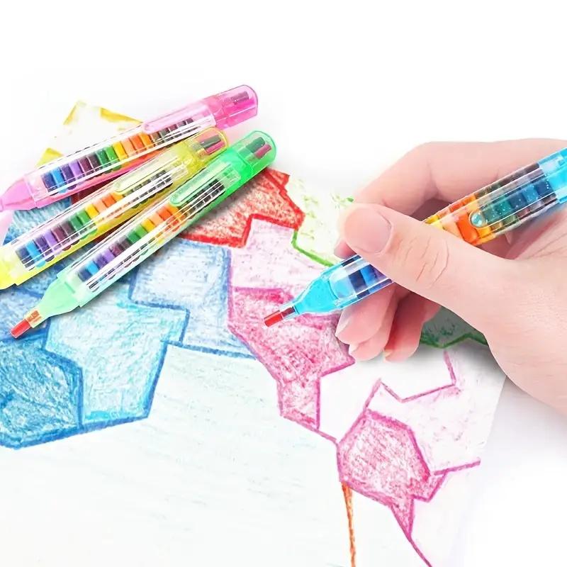 Bâtonnet de Pastel à l'Huile Rechargeable, 20 Couleurs Tout-en-Un, Portable & Lavable pour l'École & le Dessin Artistique