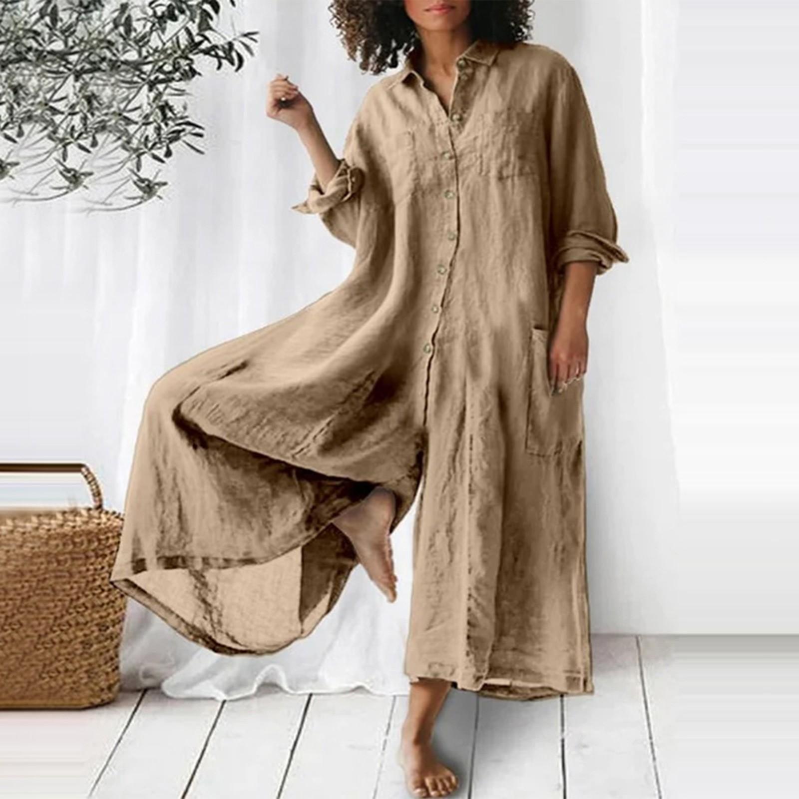 

Женский модный свободный повседневный однотонный комбинезон с рукавами 3/4 и v-образным вырезом на пуговицах XXL чёрный