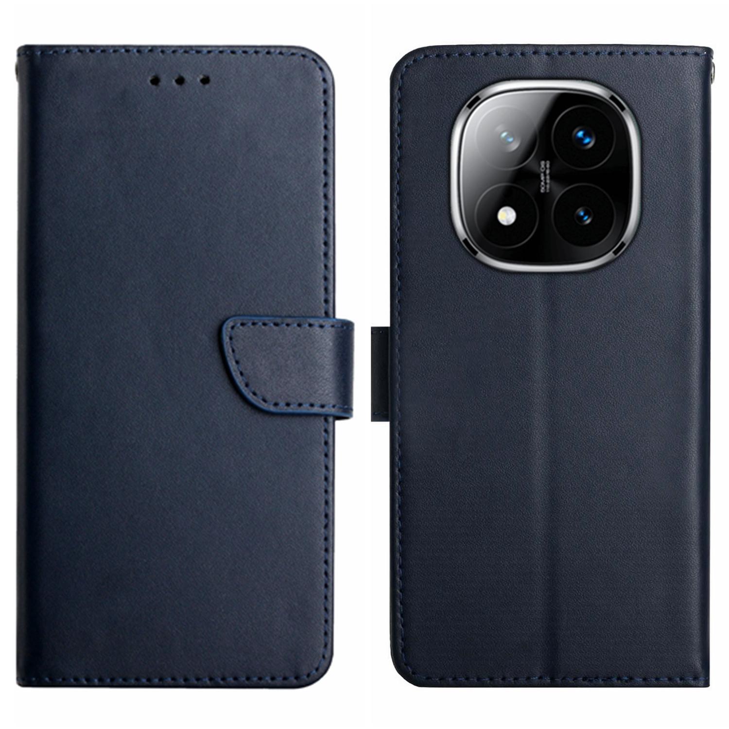 

For Xiaomi Redmi Note 14 Pro 4G Case Genuine Cow Leather Phone Cover Nappa Texture Blue