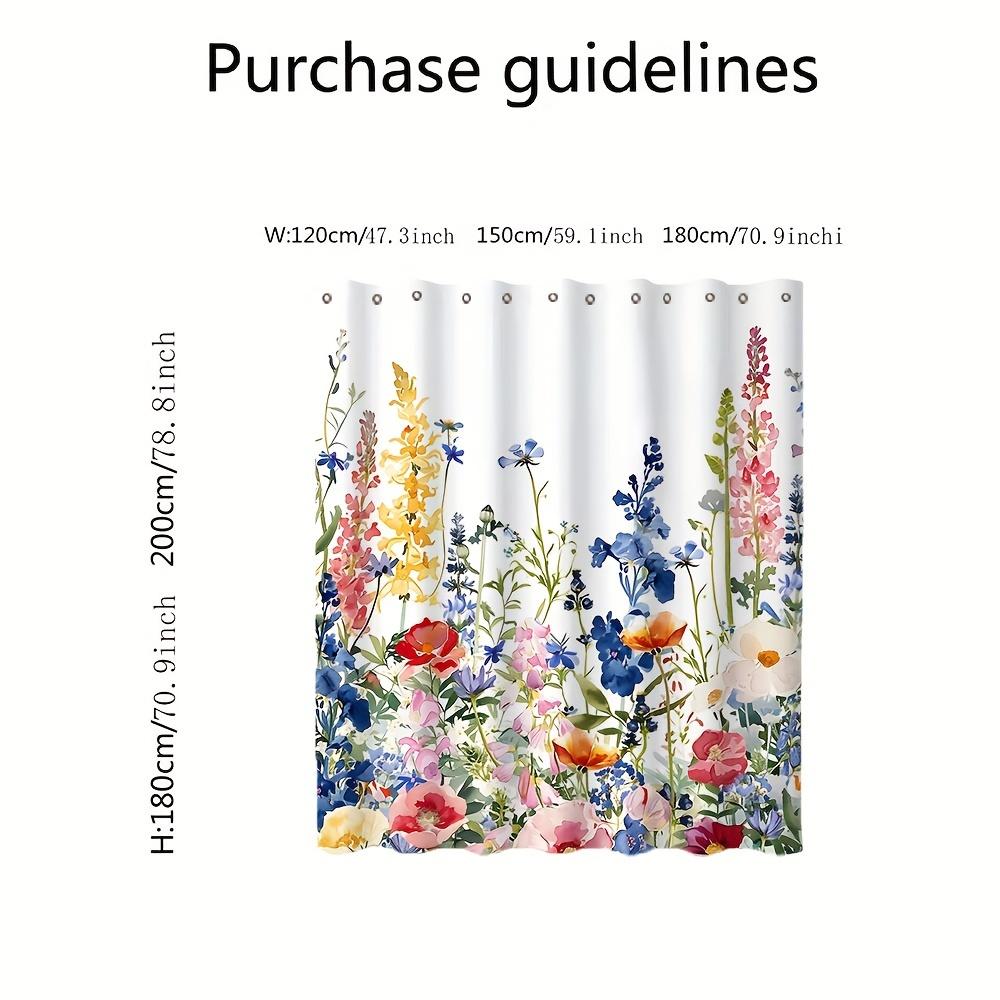 1pc Polyester Shower Curtain - Vibrant Floral Digital Print, All-Season Use, Grommet Holes, Machine Washable