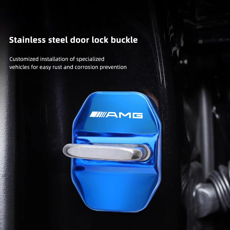4Pcs Car Door Lock Buckle Cover Protective Case Stickers For Mercedes Benz AMG W213 W206 W205 W204 W212 W203 W223 W246 W222 W169