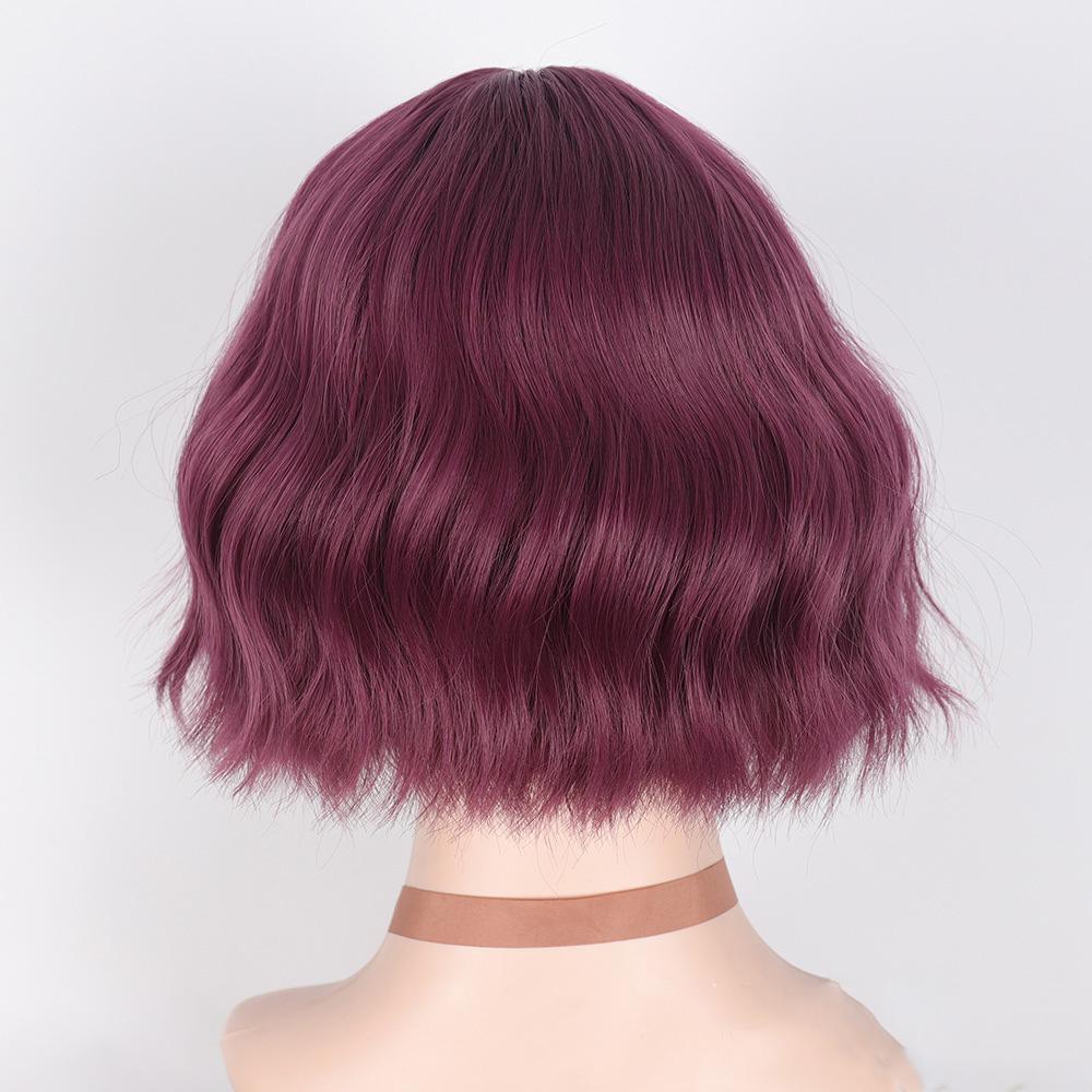 Parrucche corte ondulate per donne nere Parrucche sintetiche afroamericane per capelli rossi con frangia Parrucca cosplay resistente al calore