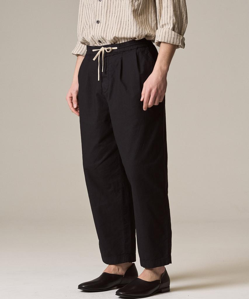 Laijeuaenbillou Garment-Dyed 330 Oxford Two-Pleated Easy Pants Washed Black