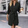 Women's long-sleeved V-neck dress, new autumn and winter elegant style commuter shirt, short skirt