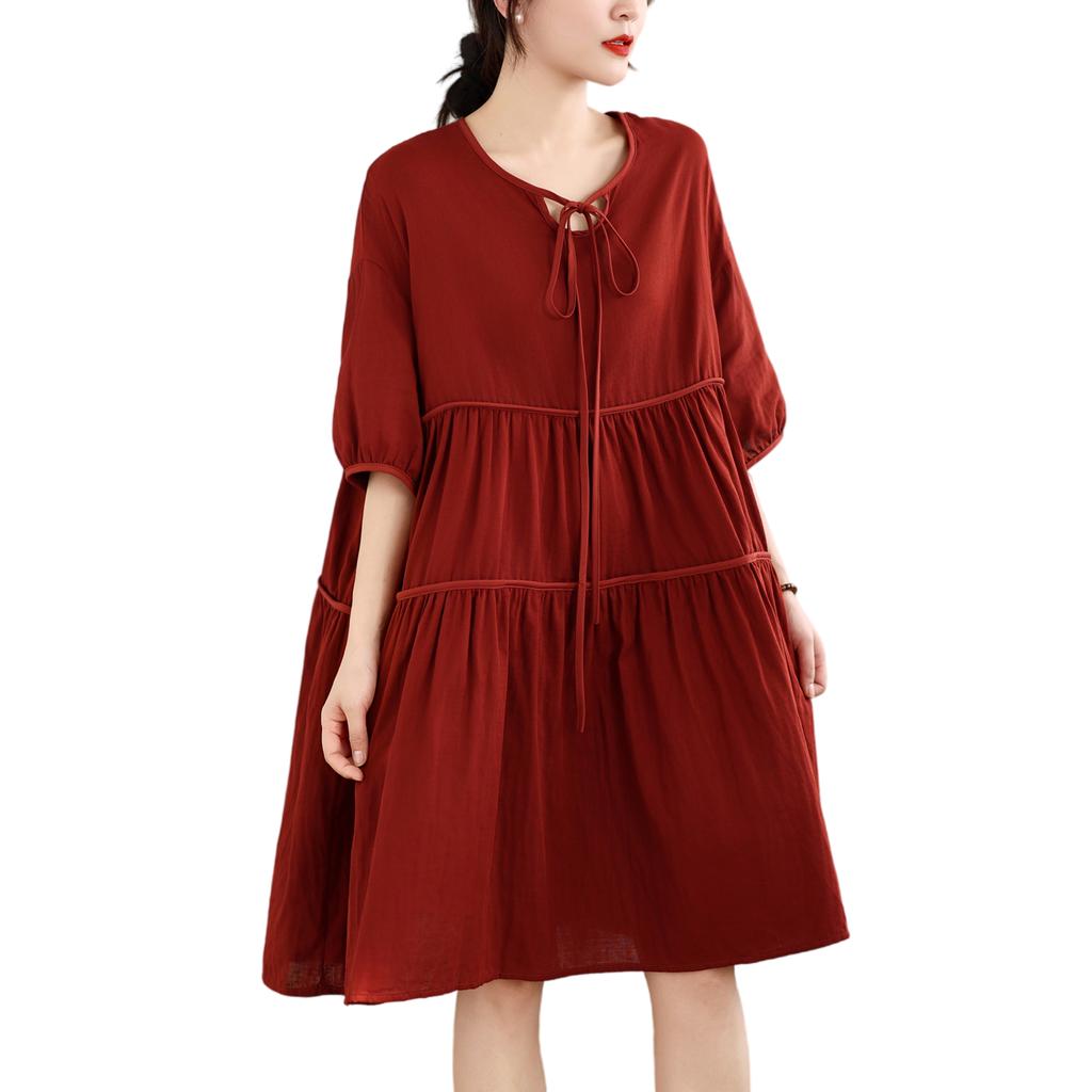 DIMANAF New 2026 Women Plus Size Summer Long Dress Sundress Loose Oversize Maxi Lady Floral Cotton Dress Solid