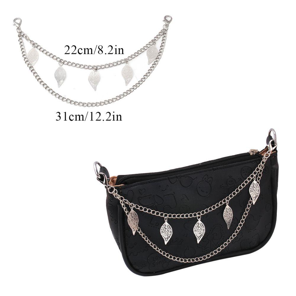 Hot Multi-layer Silver Metal Bag Chains Fashion DIY Shoulder Bag Chain Straps Replacement Women Jeans Chain With Lobster Buckle